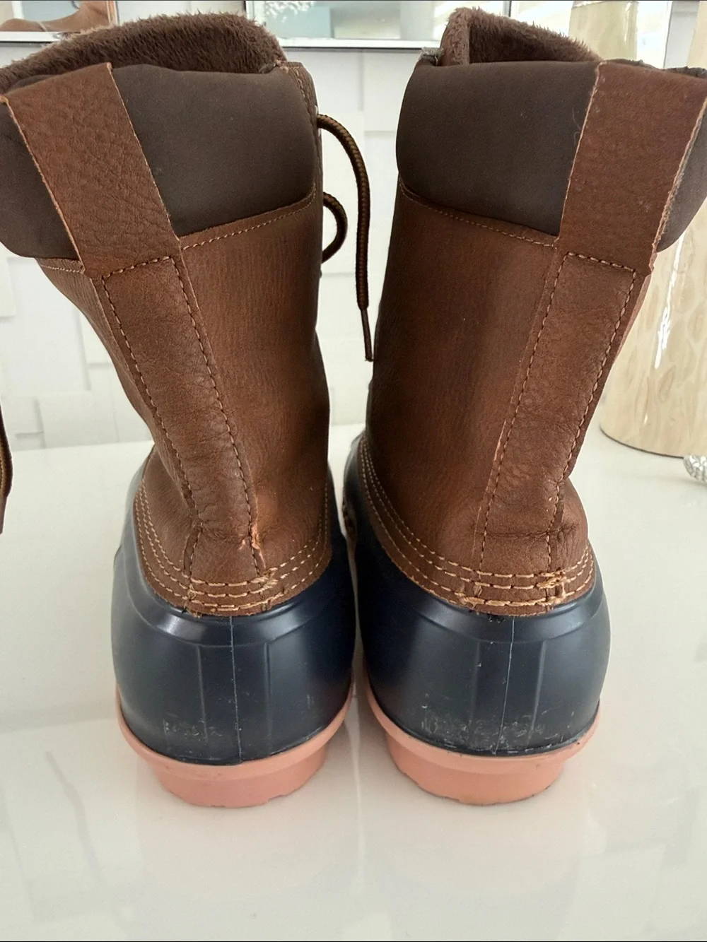 Men’s Brown and Black Waterproof Lace-Up Duck Boots